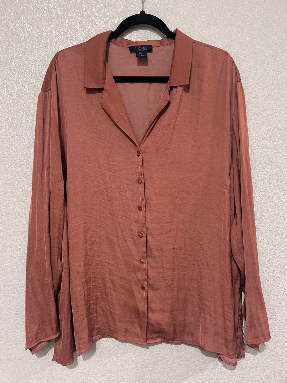 RACHEL Rachel Roy Oversized Satin Boyfriend Shirt 2X